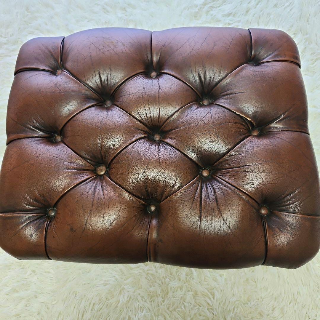 本革　 ブラウン　 オットマン　チェスターフィールド　イギリス　ヴィンテージ