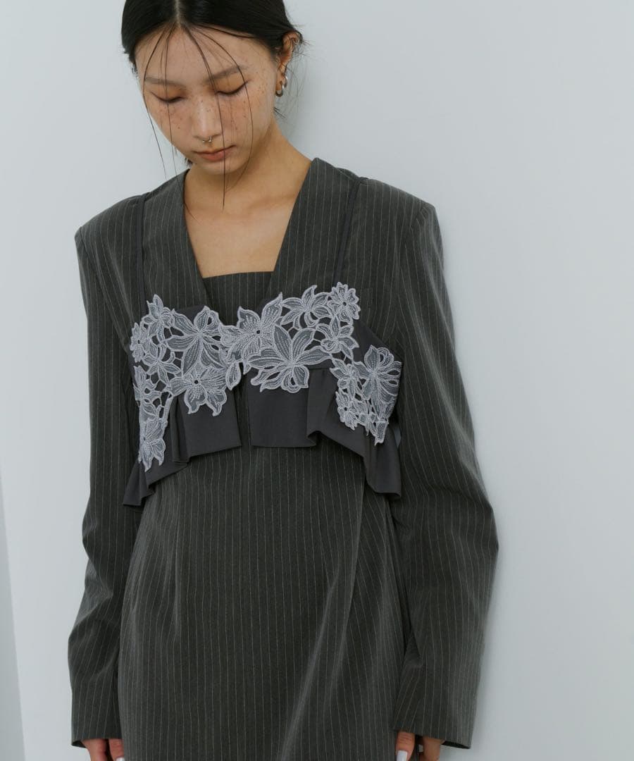 ANDRESD ドレス ピンストライプテーラードビスチェドレス グレー M