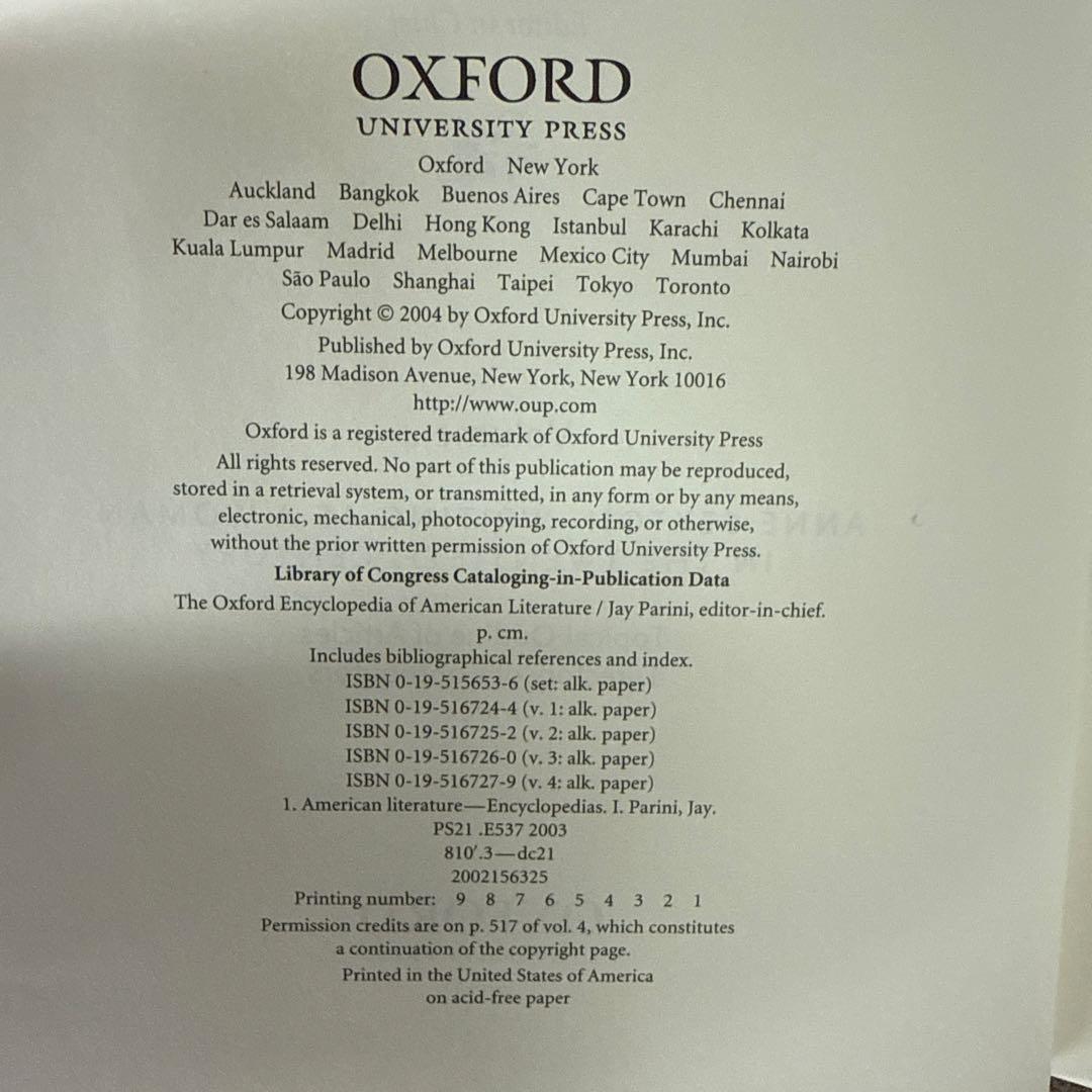 洋書 The Oxford Encyclopedia of American Lite