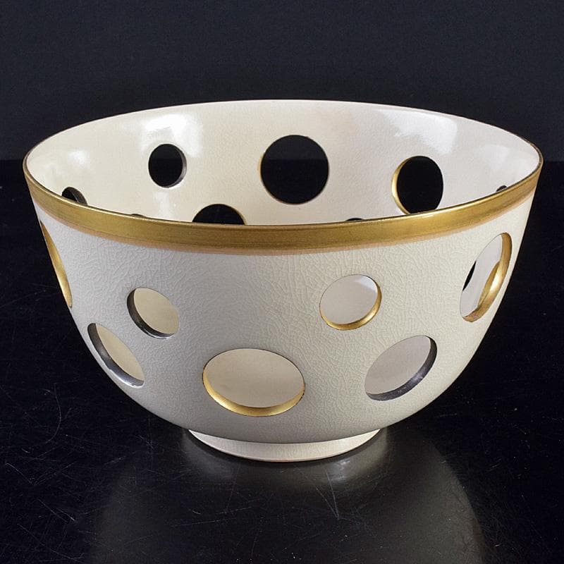 北大路魯山人作　金銀水玉透かし鉢　菓子鉢　共箱　D　R8520