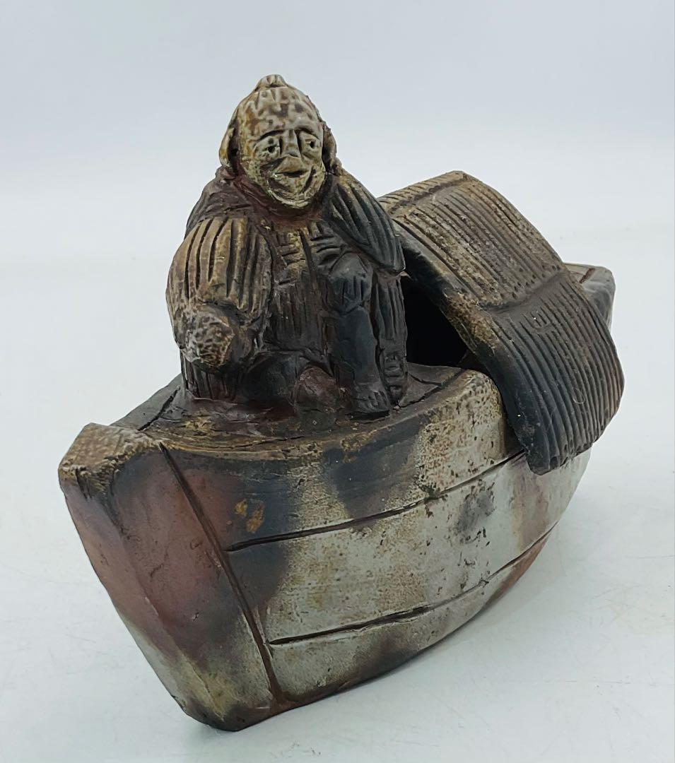 【M-55】◉昭和初期の細工師・木南知加選先生　備前焼手造り舟香炉◉