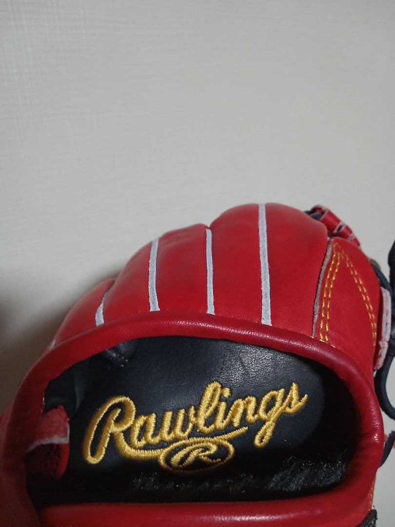 新品　ローリングス　赤　軟式　内野用グローブ