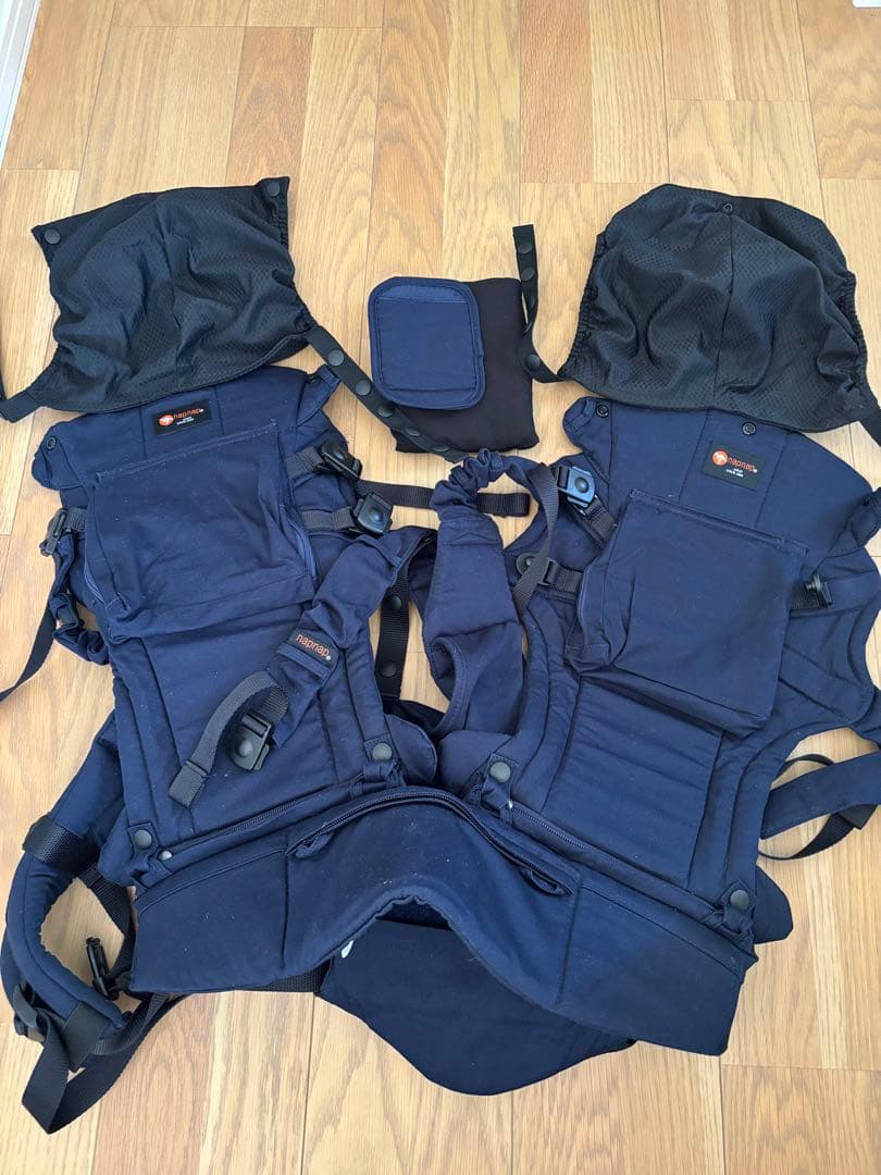 なぁ　napnap 抱っこ紐 ネイビー フード・ポーチ付き