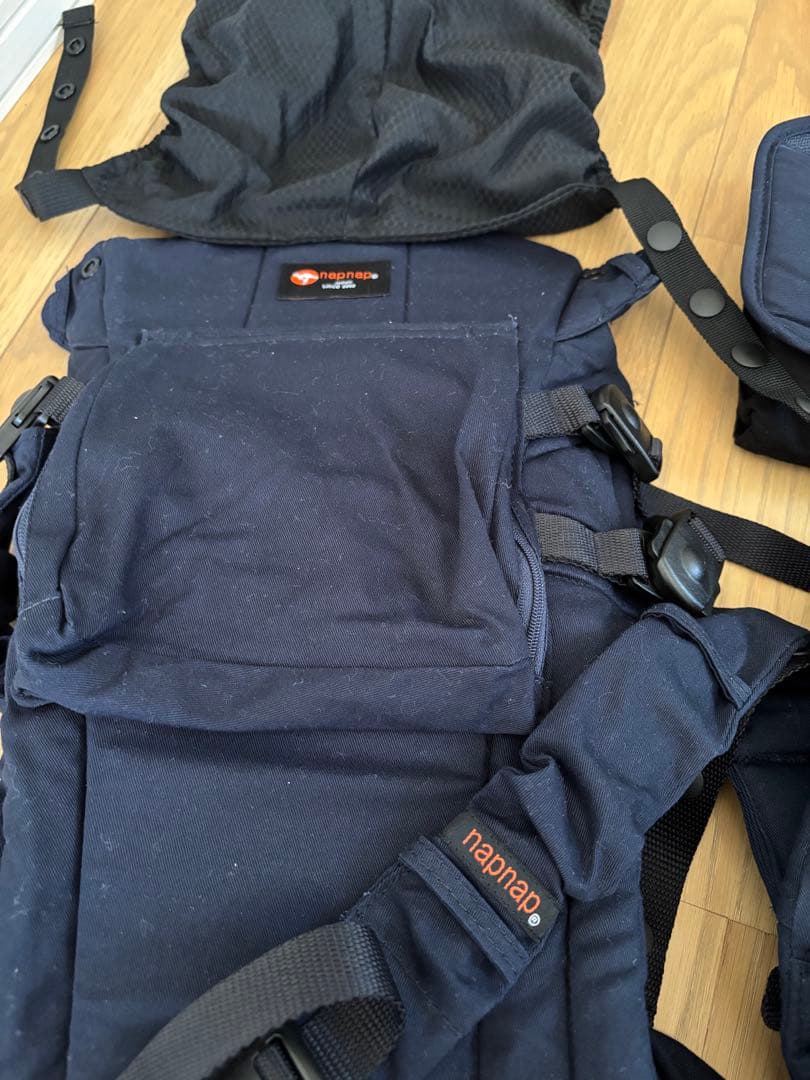 なぁ　napnap 抱っこ紐 ネイビー フード・ポーチ付き