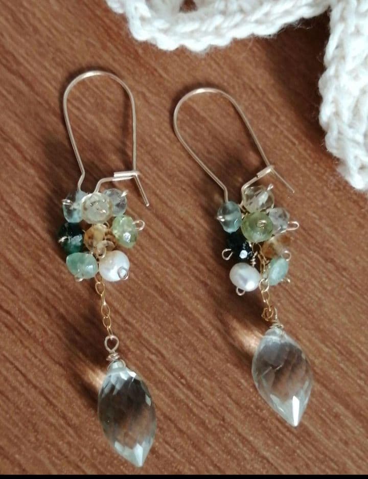 423 14kgfブルートパーズ・アメジスト・ブルームーンストーンのチャーム7点