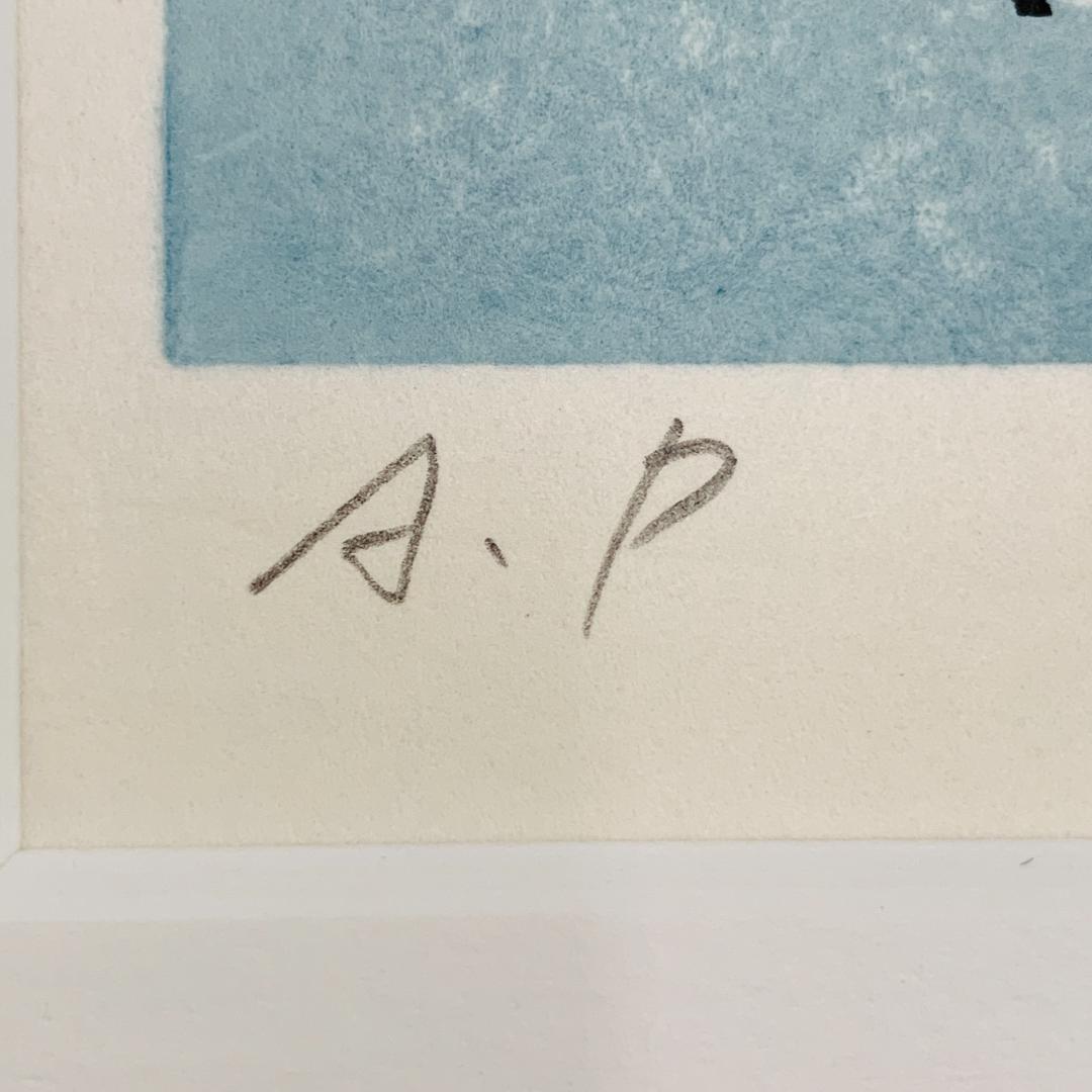 真作保証 中野章 『冬の川』 木版画 額装 直筆 サイン入 A.P. 限定 絵画