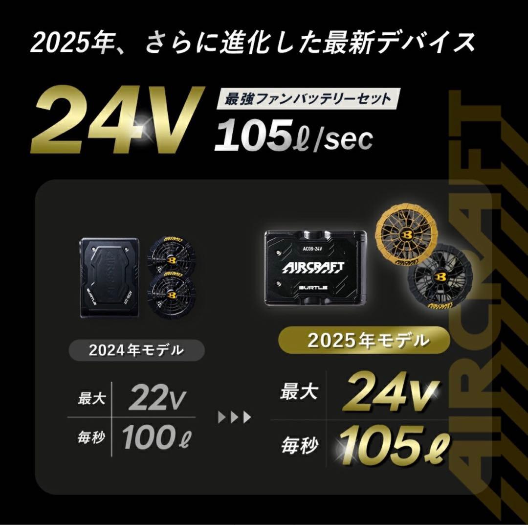 【新品未使用】2025バートル エアークラフト 24Vバッテリー　ゴールド2台