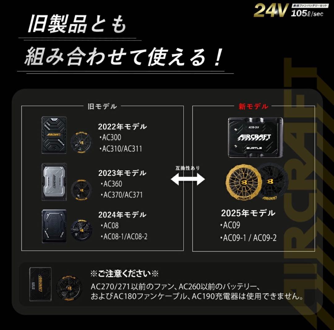 【新品未使用】2025バートル エアークラフト 24Vバッテリー　ゴールド2台