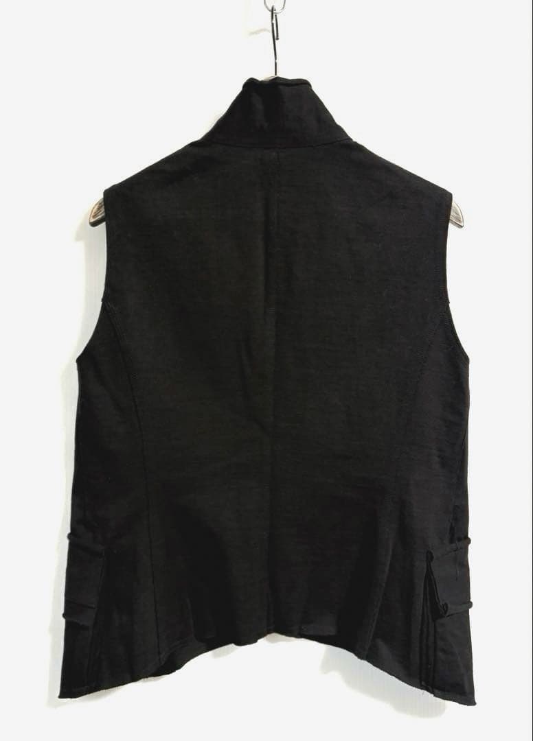 JURGEN LEHLヨーガンレール　スウェットベスト 切りっぱなし　染め黒　綿