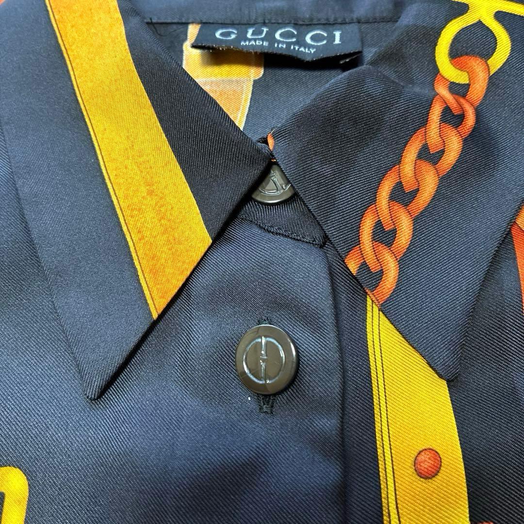 極美品/希少　GUCCI トムフォード期　ホースビット シルクシャツ ベルト柄