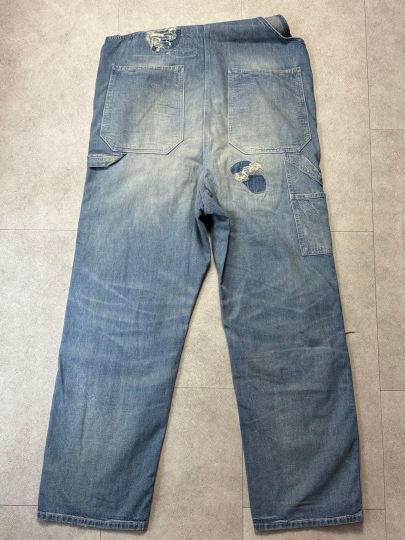RRL ダブルアールエル ライトブルー ダメージ加工 デニムオーバーオール