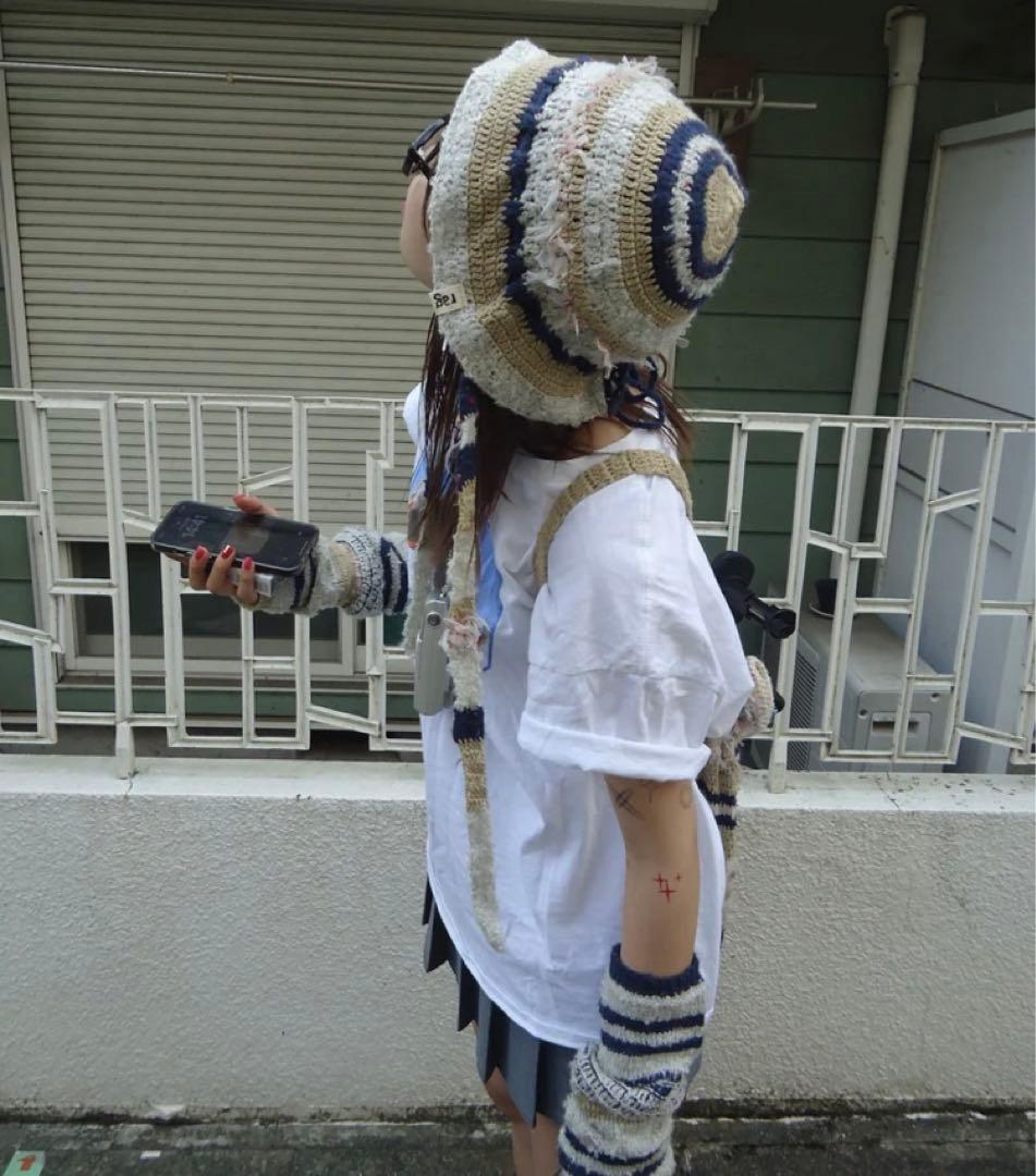 3点セット　ragmou ニットハット　レッグウォーマー　ivory