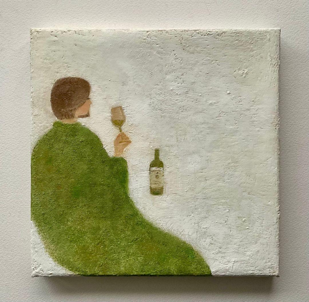 油彩画　white wine time