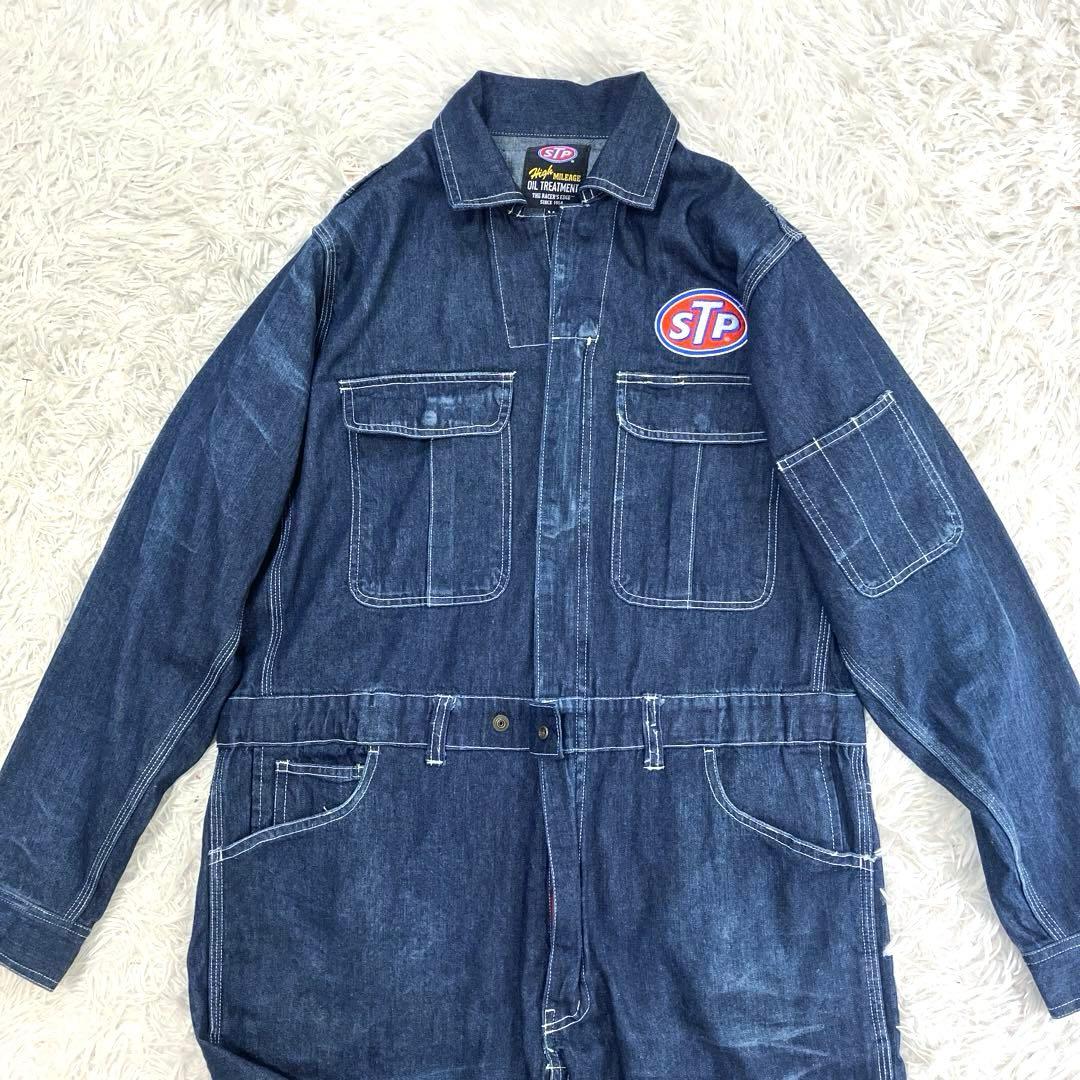 Snap-on　stp　ツナギ　デニム　機能的　ベルトループ　ダブルジップ　M