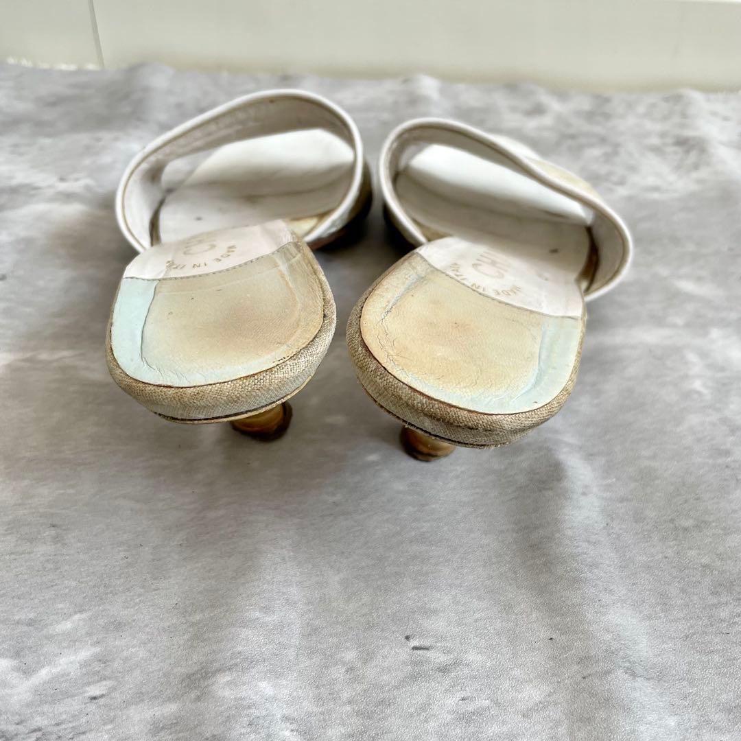 CHANEL ミュール サンダル ヒール 刺繍 36サイズ