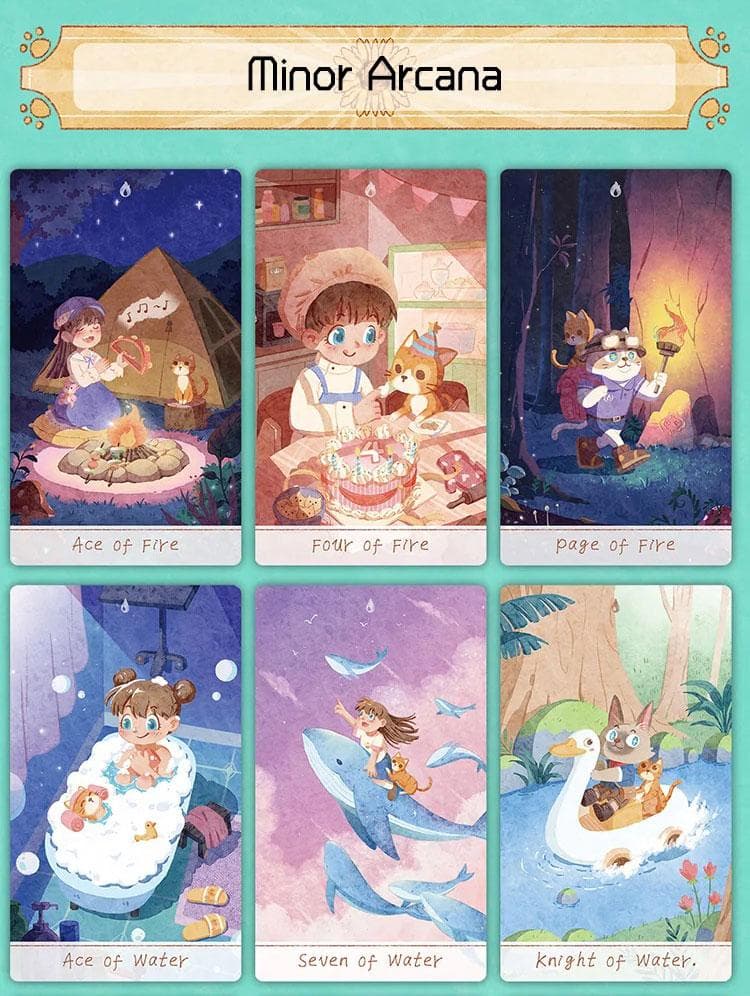 【正規品タロットカード】癒し＆キュート✨少女と猫の物語のデッキ／ポータブル版