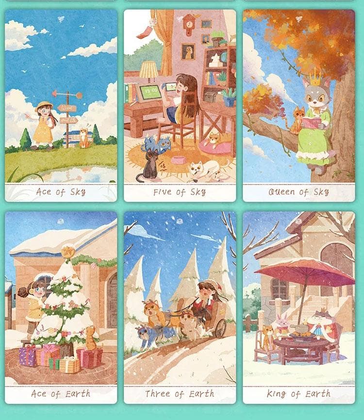 【正規品タロットカード】癒し＆キュート✨少女と猫の物語のデッキ／ポータブル版