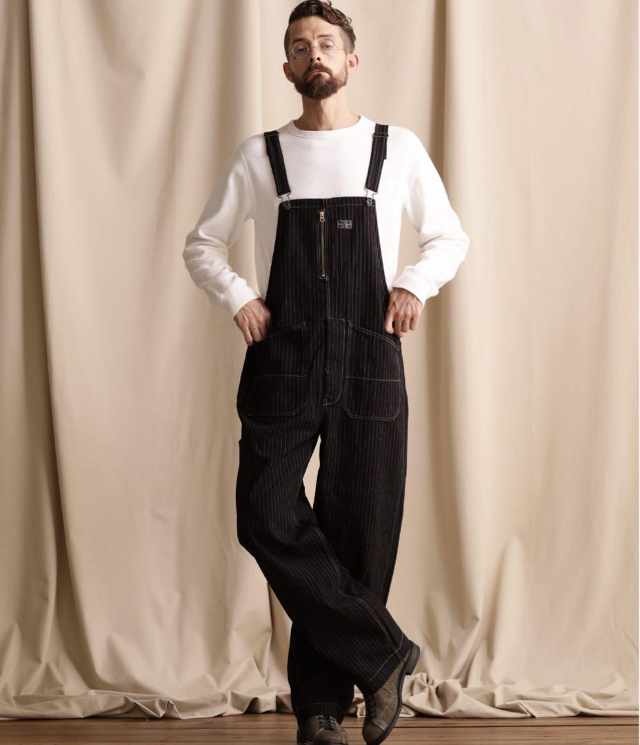 ショットschottオールドヒッコリー オーバーオール黒Mサイズ