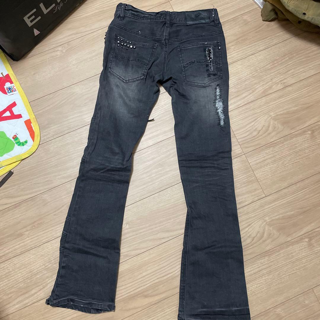 MIDAS レースアップ フレアデニム ダメージ スタッズ加工 y2k V系