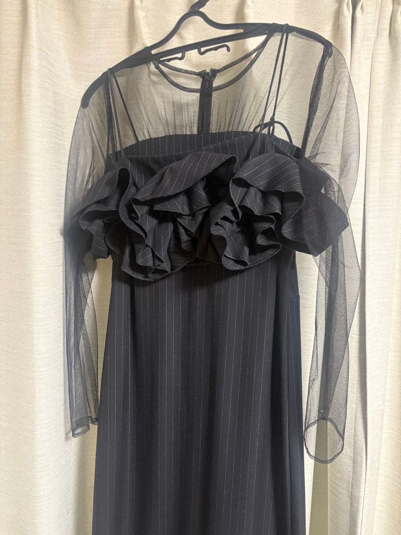 スーツ・フォーマル・ドレス Wavy frill bustier stripedress (LE'RURE)