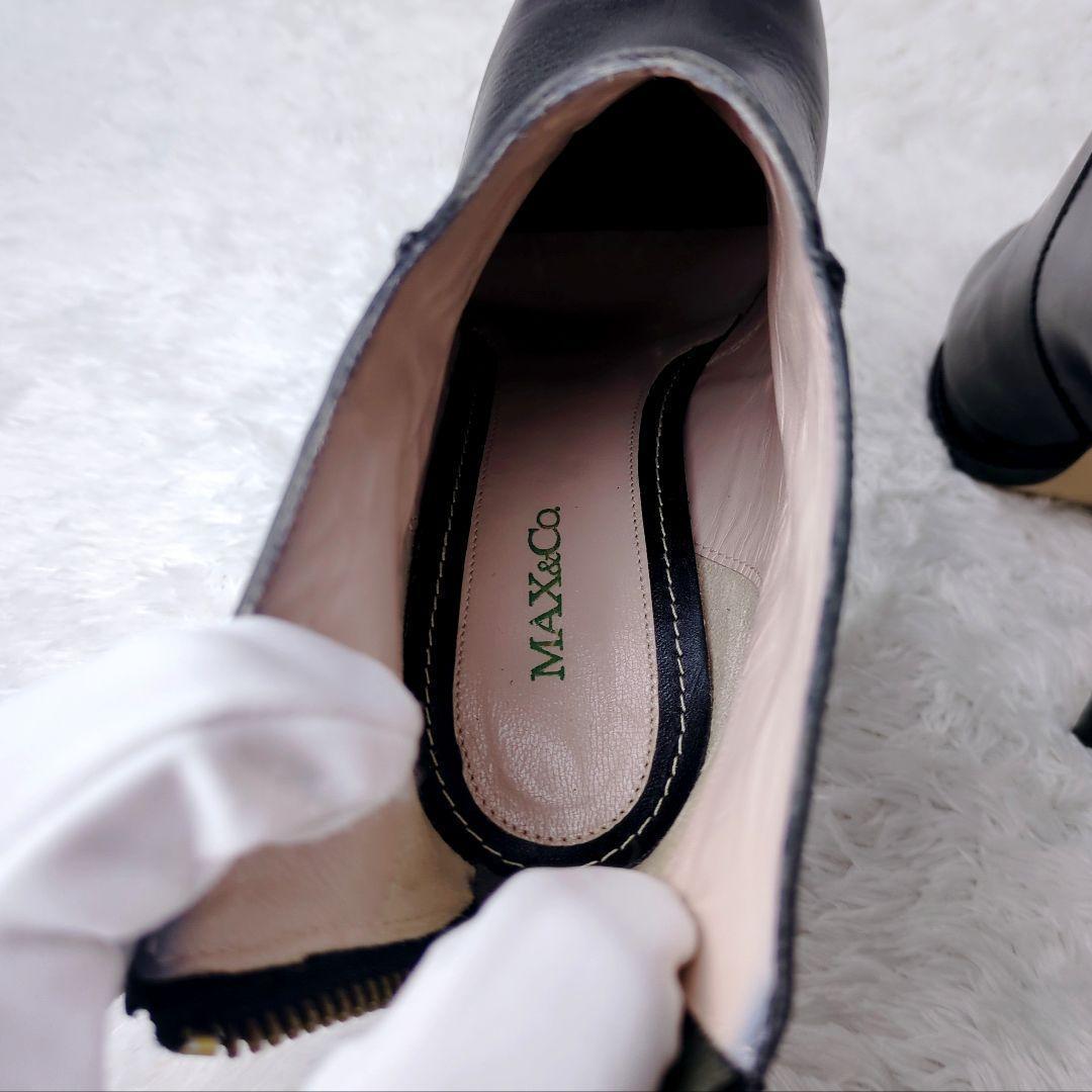 Max&Co マックスアンドコー 本革 ピンヒール ショートブーツ 黒 ブラック