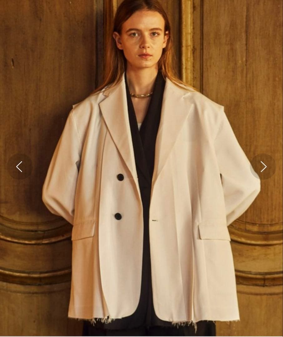 美品 セイト 大森元貴 カットオフ セミダブル タック テーラードジャケット 白