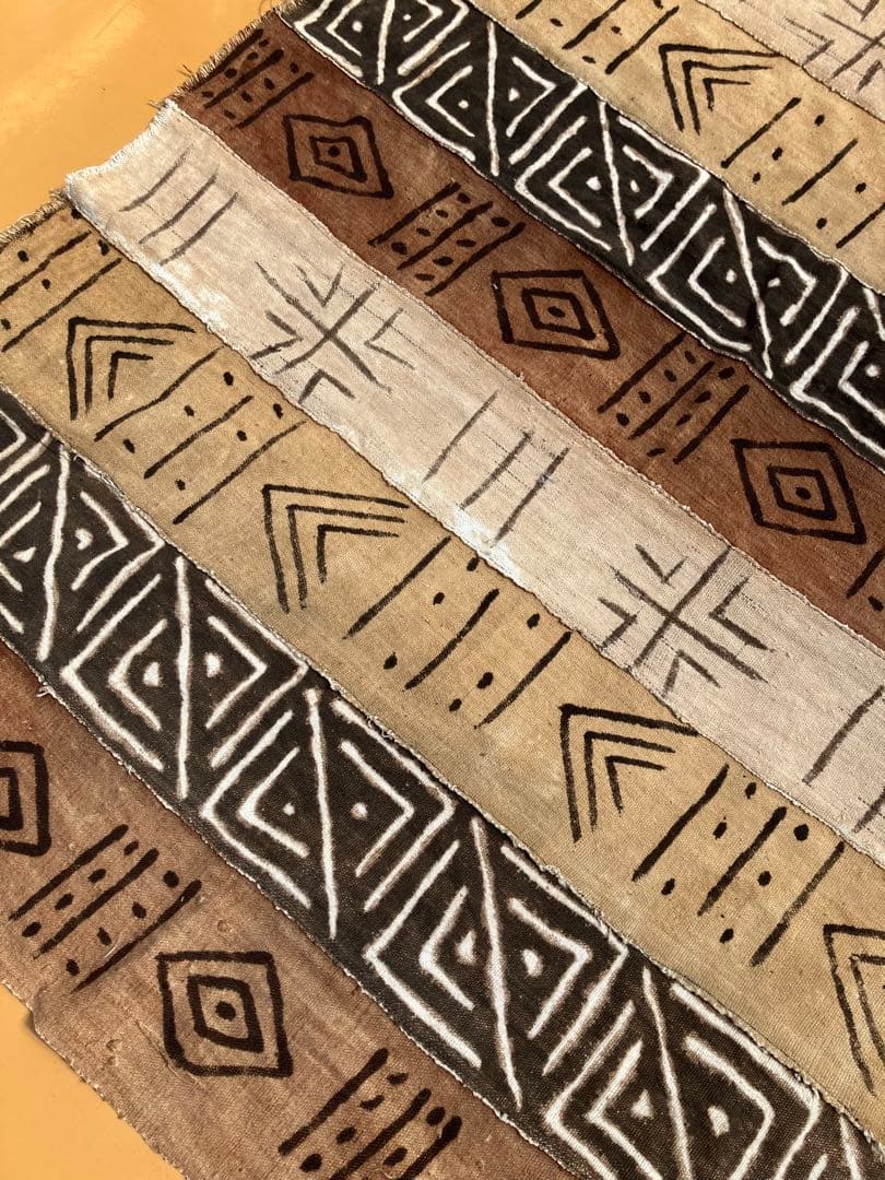 ヴィンテージ＊西アフリカ　マリ共和国の伝統ボゴラン泥染の布　128×200