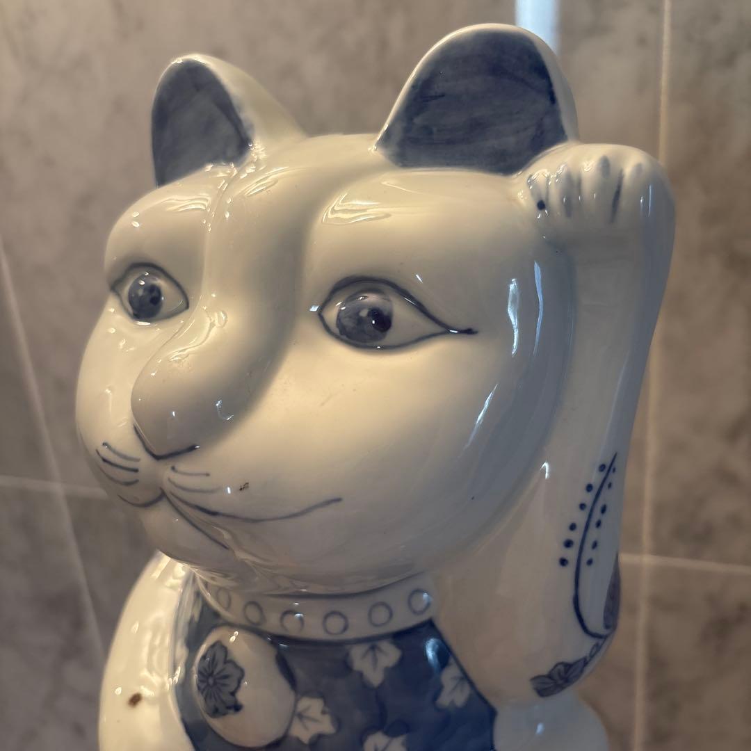 ヴォルテックス様ヴィンテージ　可愛らしく妖艶な瞳が素敵な招き猫の陶器オブジェ