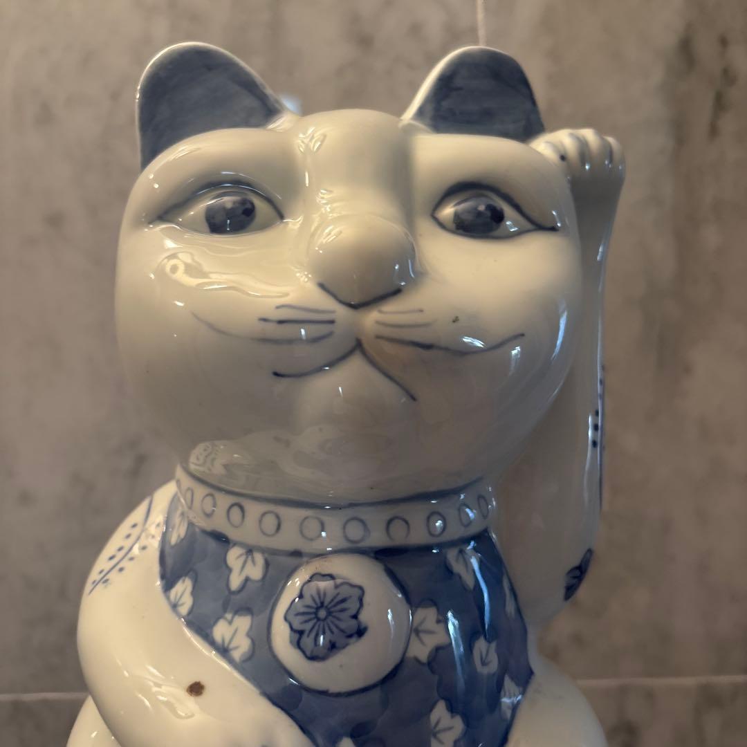 ヴォルテックス様ヴィンテージ　可愛らしく妖艶な瞳が素敵な招き猫の陶器オブジェ