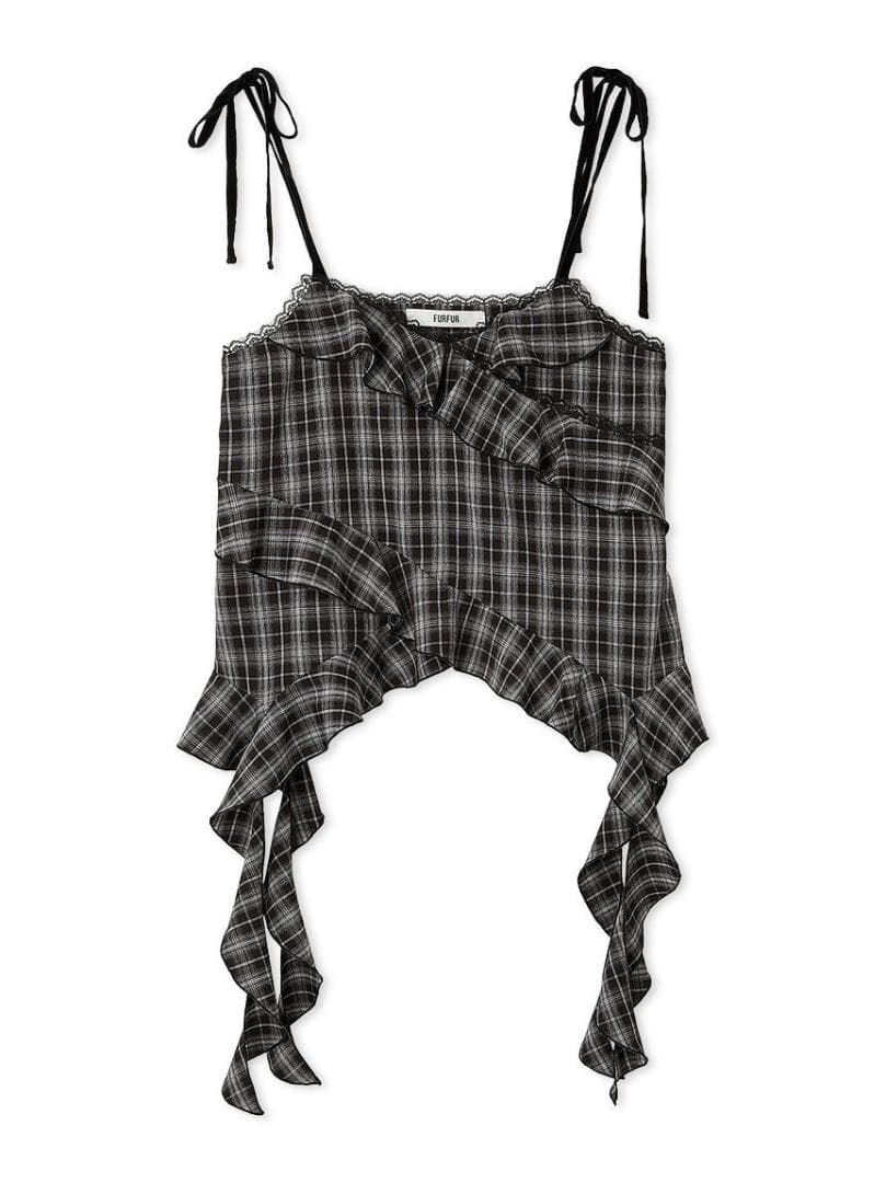 【新品】FUR FUR フリルキャミトップス BLK フリー