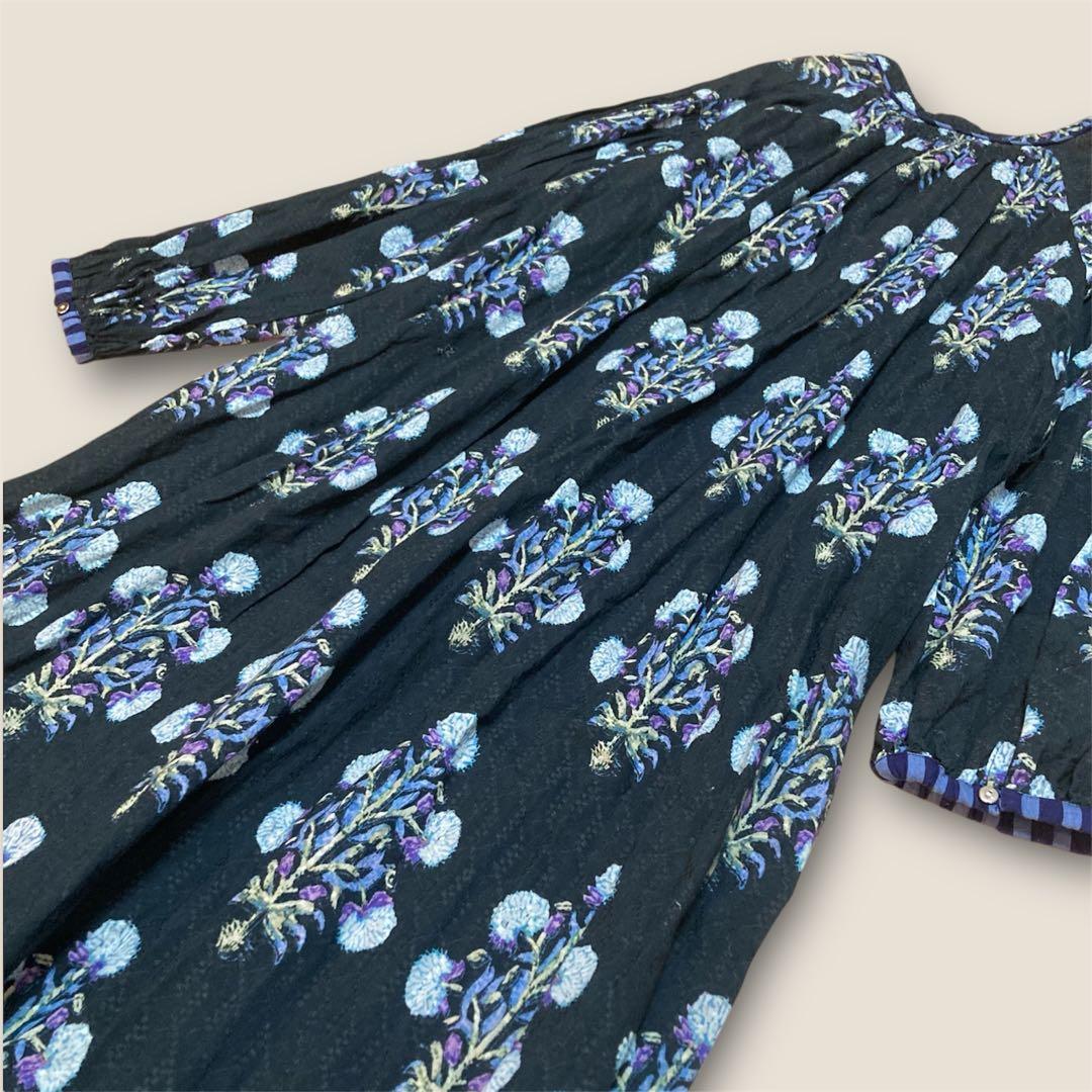 ヌキテパ コットンジャガード マリーゴールド プリントシャーリングドレス