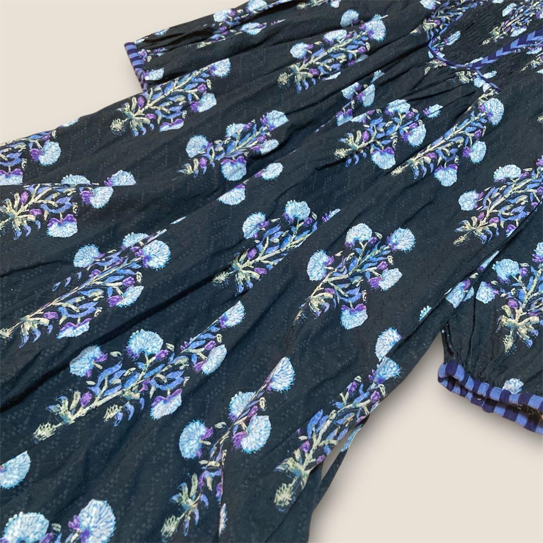 ヌキテパ コットンジャガード マリーゴールド プリントシャーリングドレス