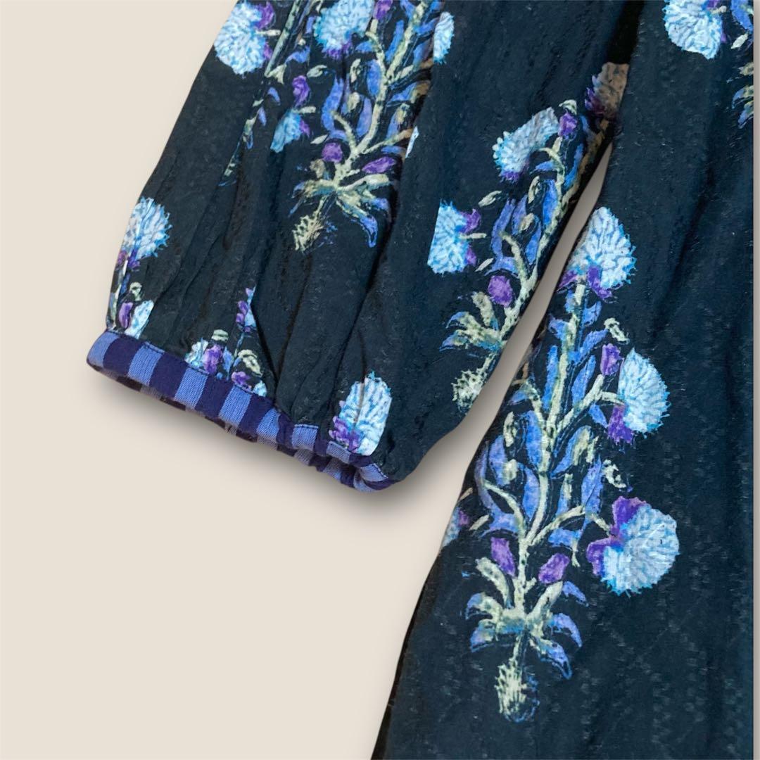 ヌキテパ コットンジャガード マリーゴールド プリントシャーリングドレス