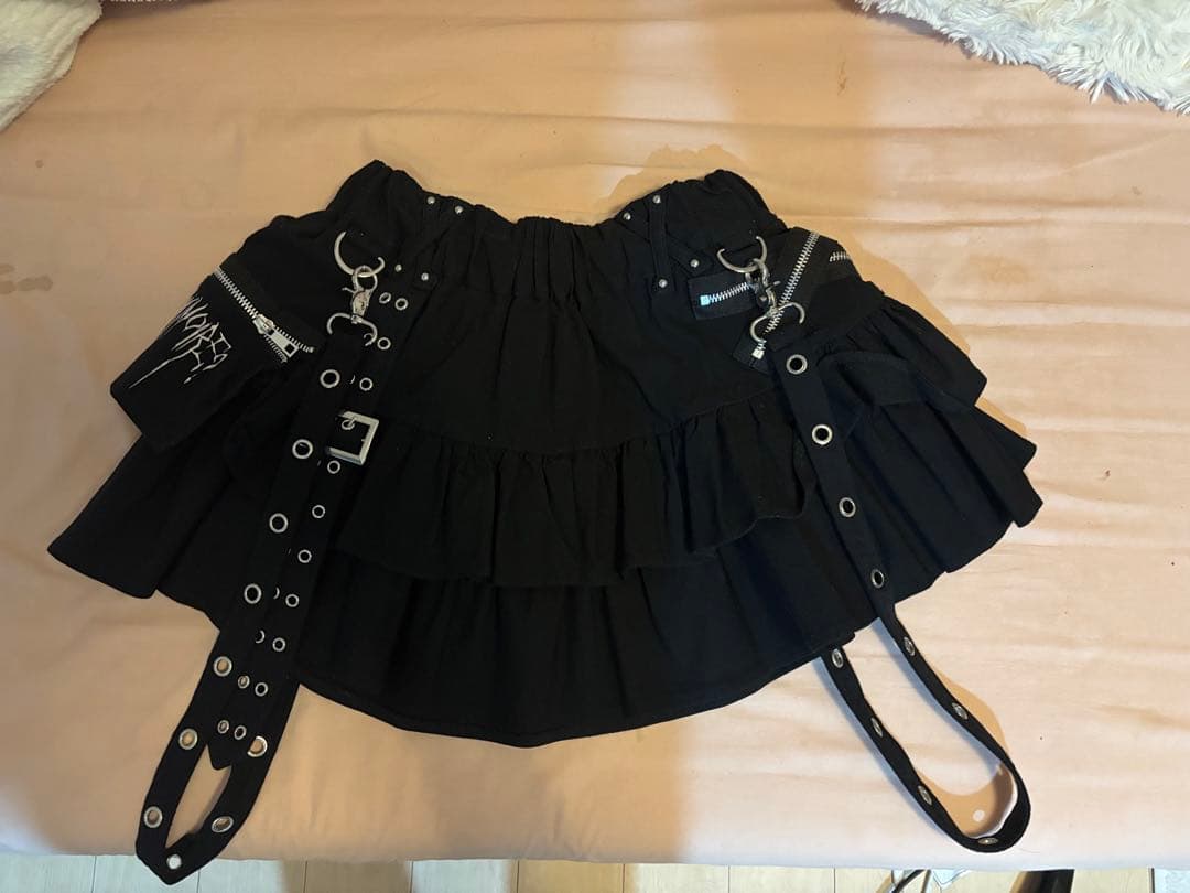 Dimmoire フリル付きブラックミニスカート