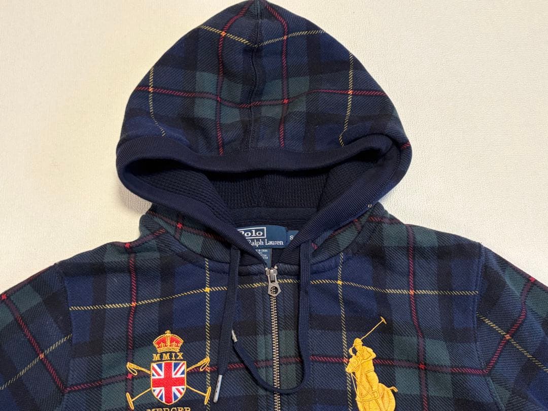 N*g様 美品‼️ラルフローレン　ビッグポニー　ダブルジップパーカー　チェック柄