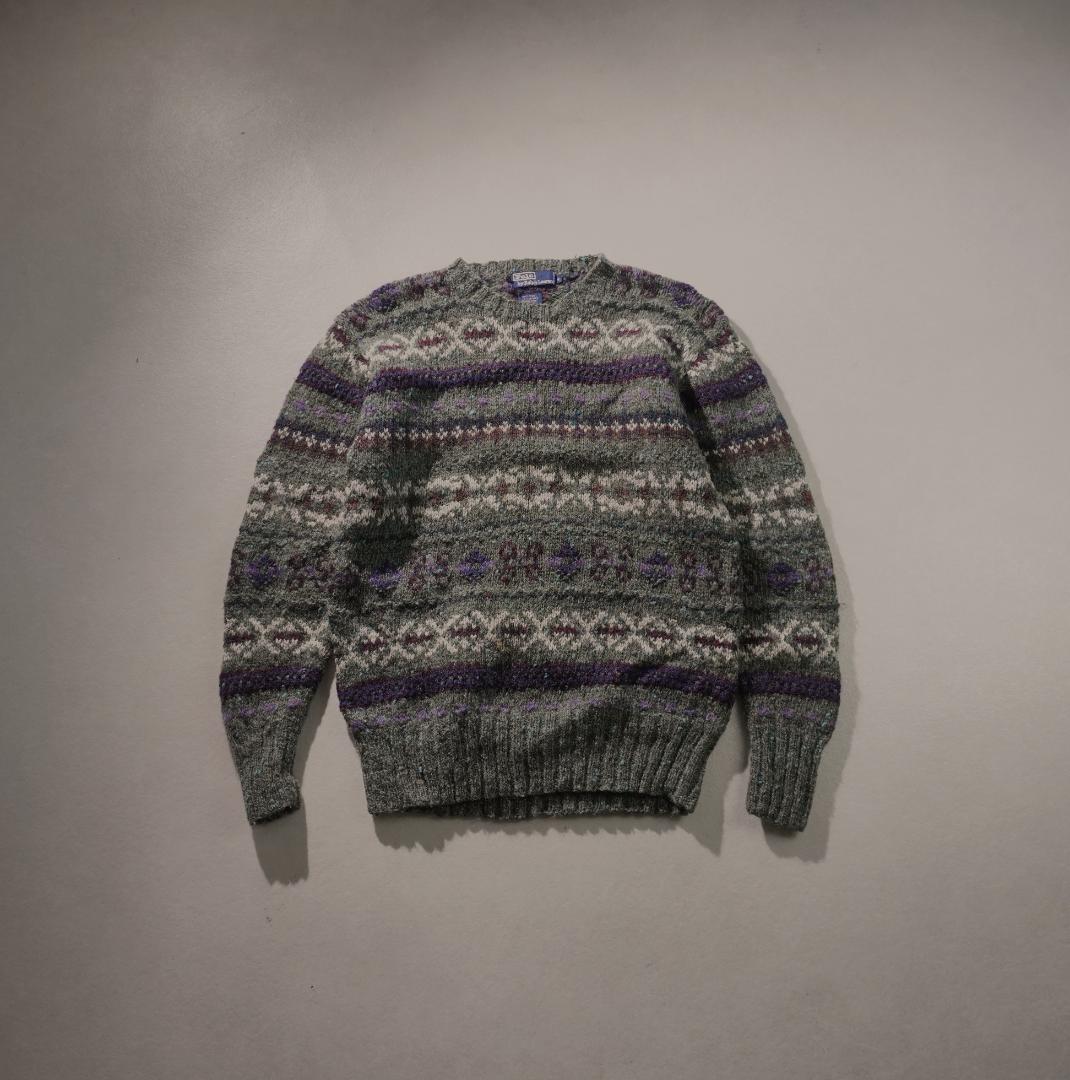 POLO by RalphLauren ノルディック柄ニット カーキ/CZ129