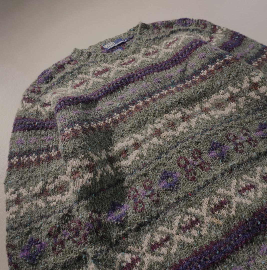 POLO by RalphLauren ノルディック柄ニット カーキ/CZ129