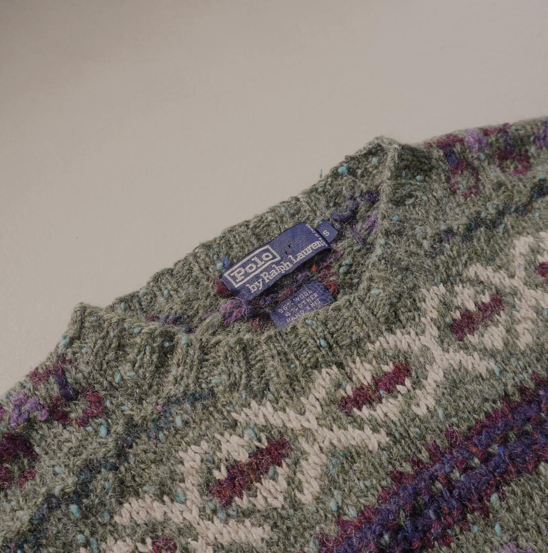 POLO by RalphLauren ノルディック柄ニット カーキ/CZ129