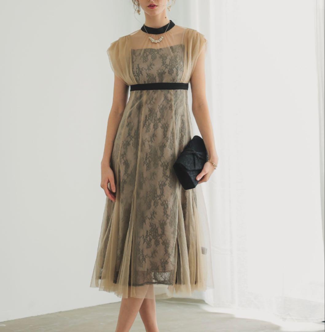 ♥パーティードレス 結婚式 お呼ばれ二次会 ノースリーブフォーマルラメチュール