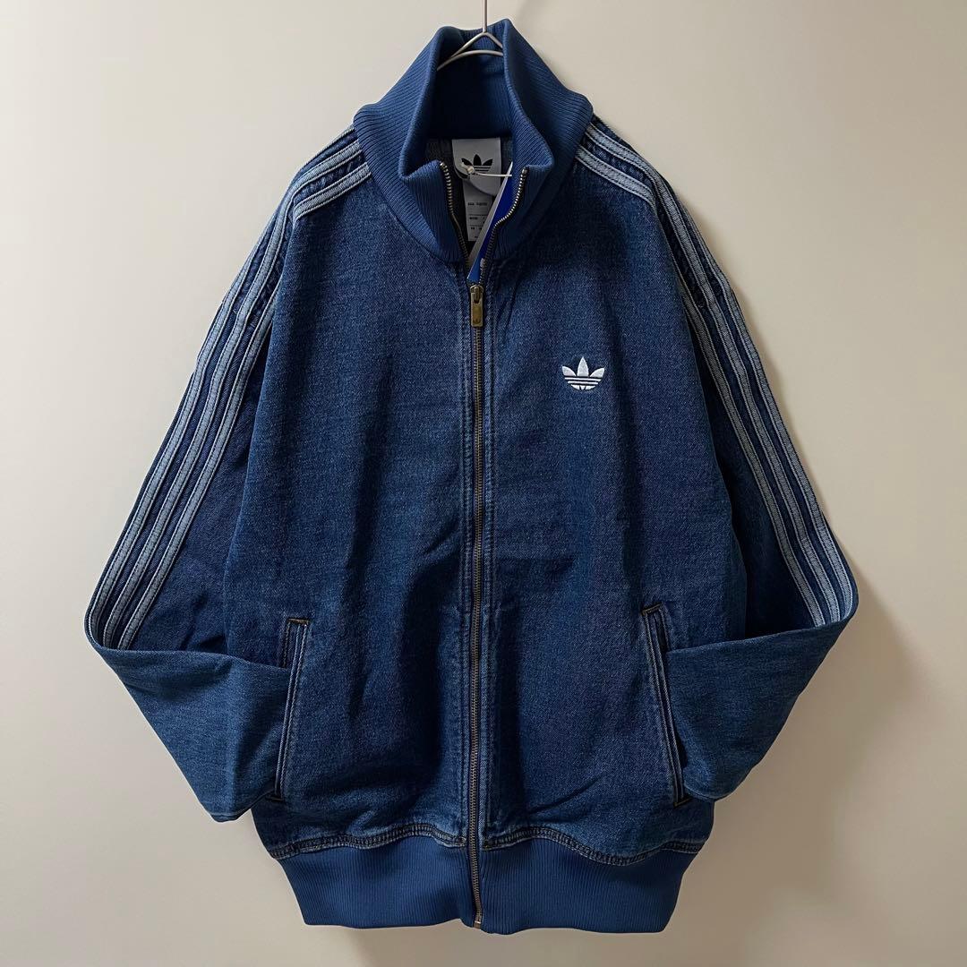 新品M】アディダス　デニムジャケットファイヤーバードトラック インディゴ　ブルー