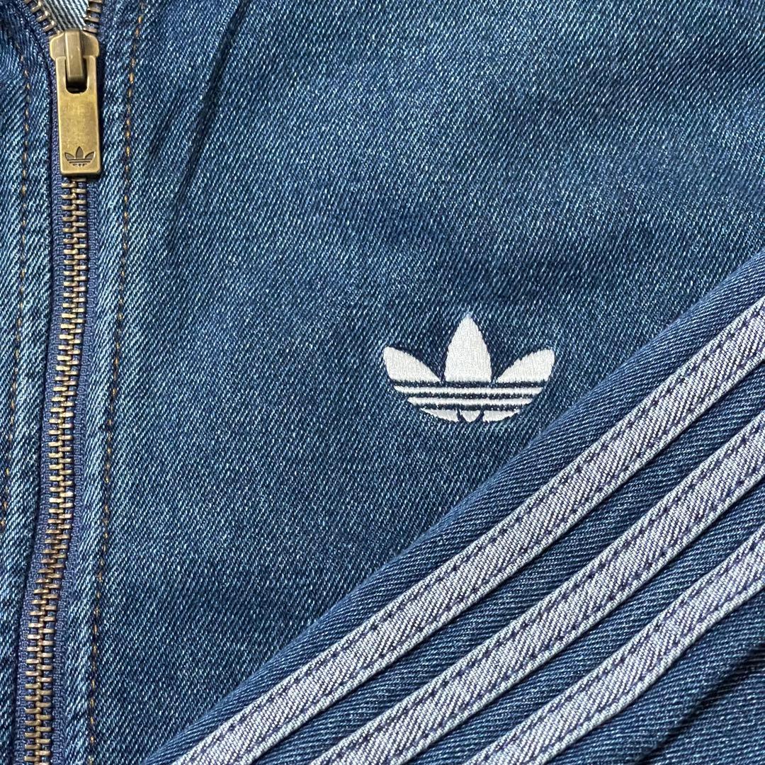 新品M】アディダス　デニムジャケットファイヤーバードトラック インディゴ　ブルー