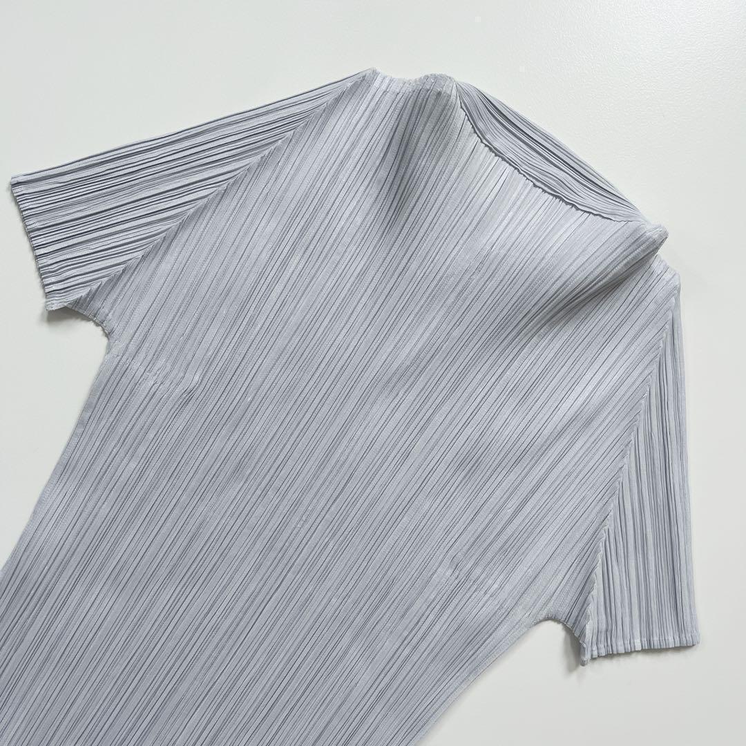 ◇488 美品 プリーツプリーズ トップス カットソー マオカラー 半袖 LL