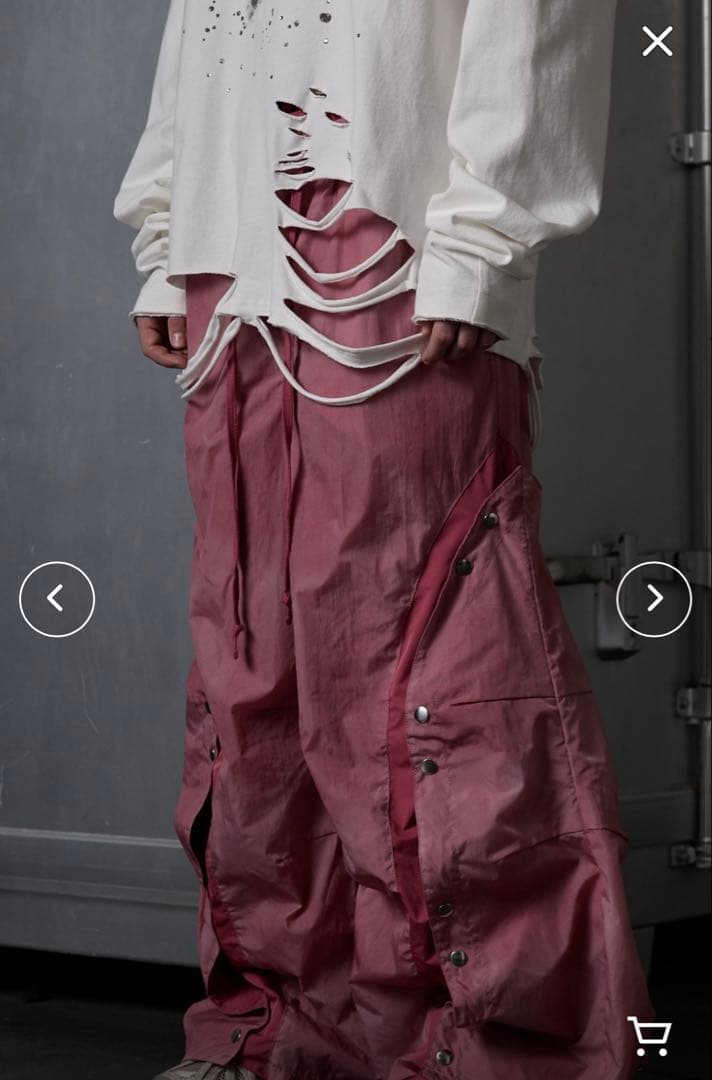 くがたち【GRANCY】グランシー　ボタンレイヤードデザインナイロンパンツ