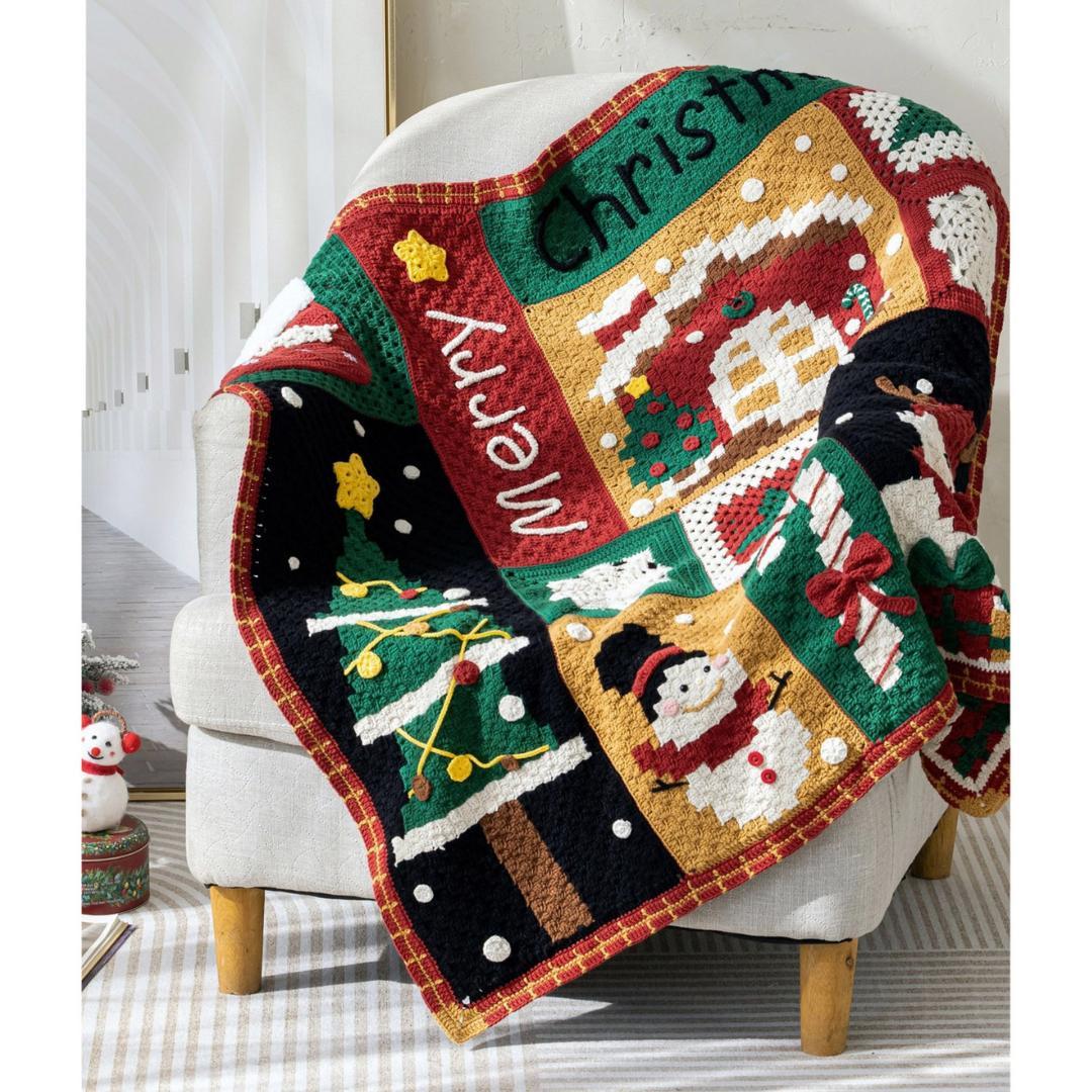 かぎ針編み✨ クリスマス タペストリー 膝掛け ベッド こたつ マルチ カバー