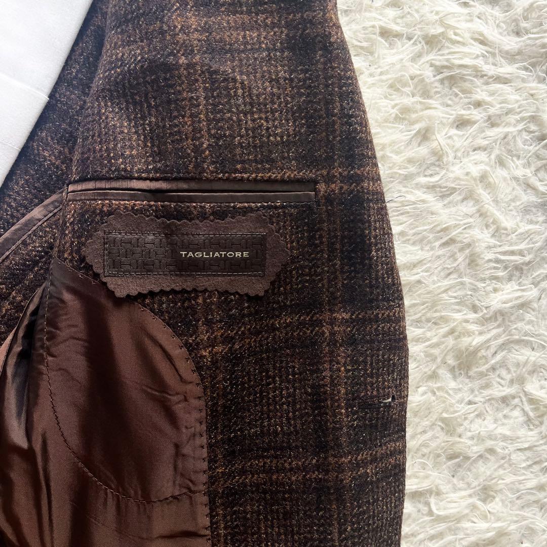 <極美品>TAGLIATORE カシミヤ ウール ブラウン ジャケット 44