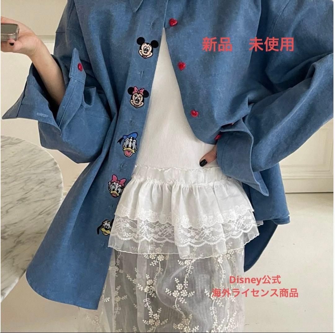 ディズニー　シャツ　ダンガリー　シャツ　ミッキー&フレンズ