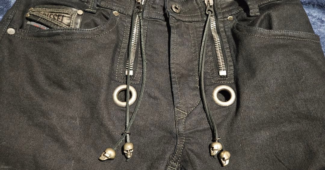 archive vkei DIESEL スカルロックブラックジョグジーンズ