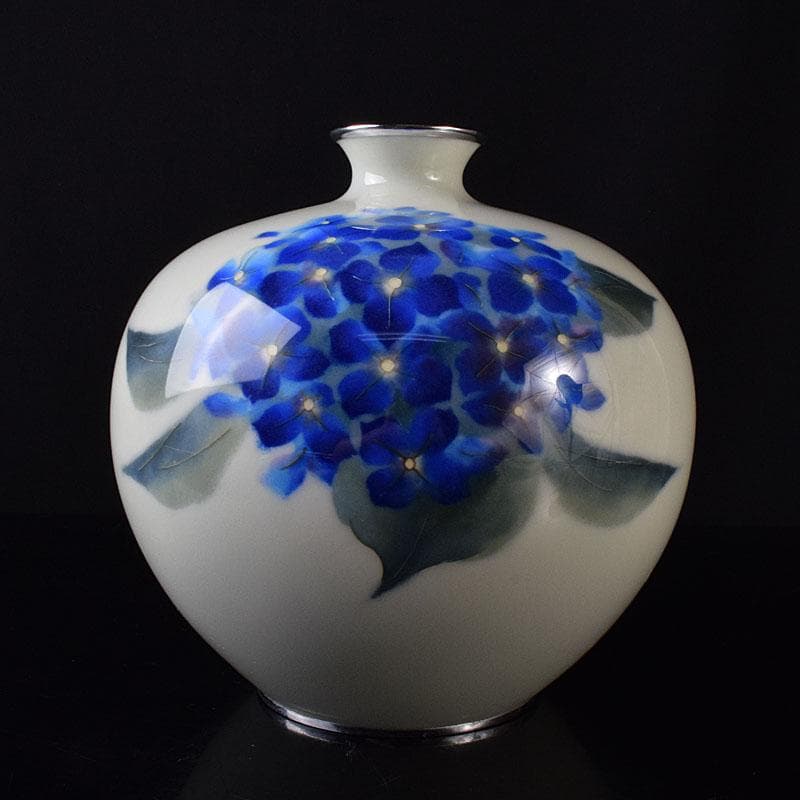 七宝焼　安藤七宝店　紫陽花文壺　花瓶　V　R8239H