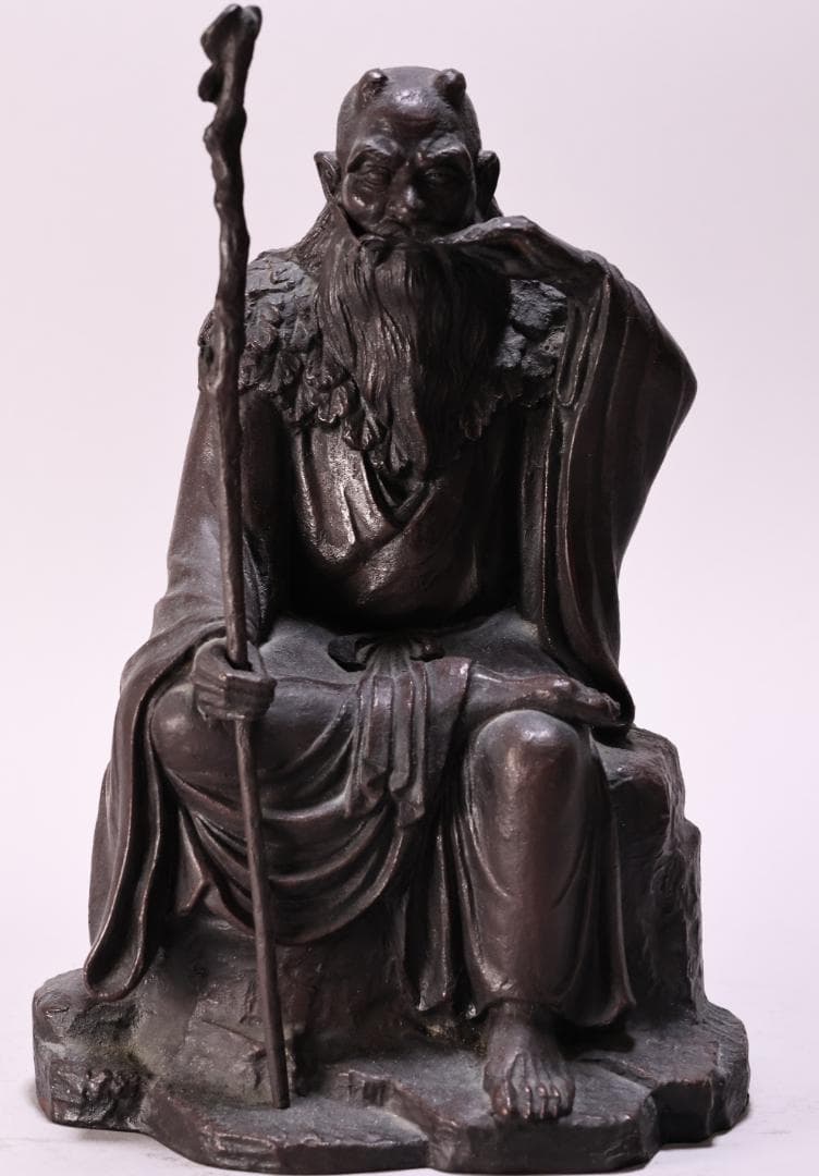 momo　金工 幸山 造 花押　「　鋳銅製　神農像　」　置物高2　BK65