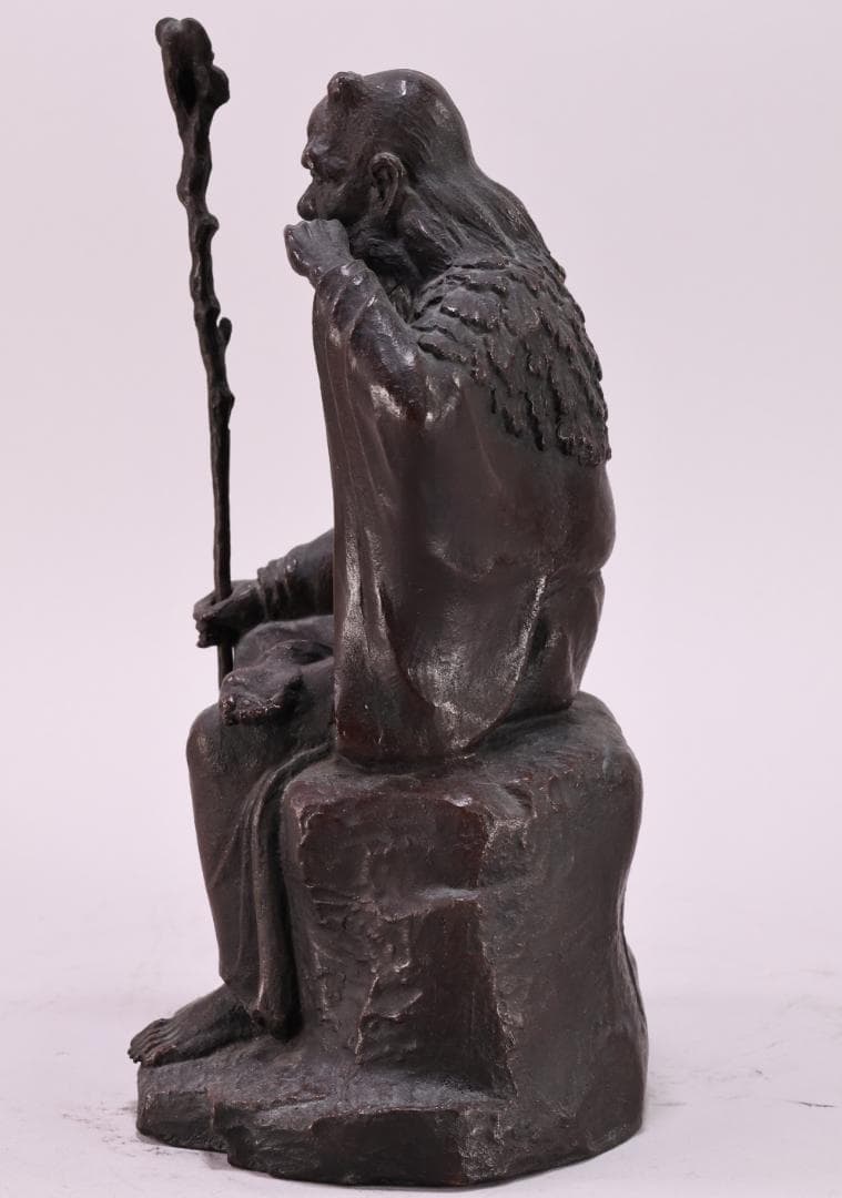 momo　金工 幸山 造 花押　「　鋳銅製　神農像　」　置物高2　BK65